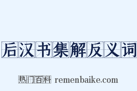 后汉书集解反义词是什么意思的图片